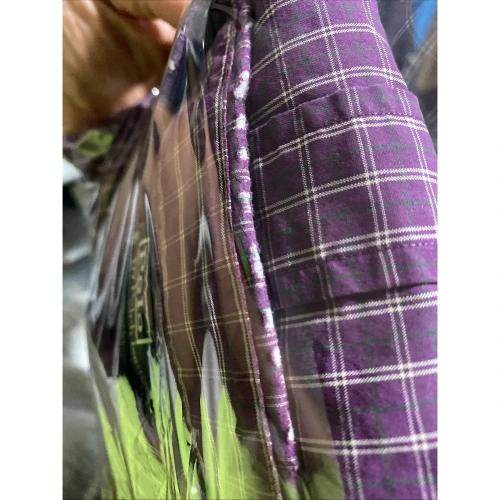 Polo Ralph Lauren Shirt Mens 17.5 XL Purple White Plaid Regent‎ Button Up